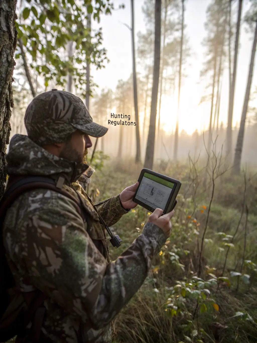 A hunter participating in a training session on responsible hunting practices, emphasizing safety and ethical conduct.